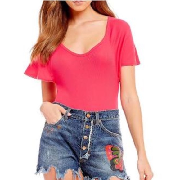 Free People Tops Free People Bryon Bodysuit With Side Cutouts